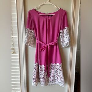 Gianni Bini pink dress with lace overlay